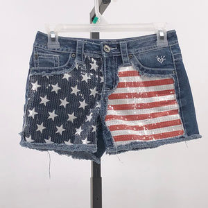 Justice girls sequin flag jean shorts frey 14s
